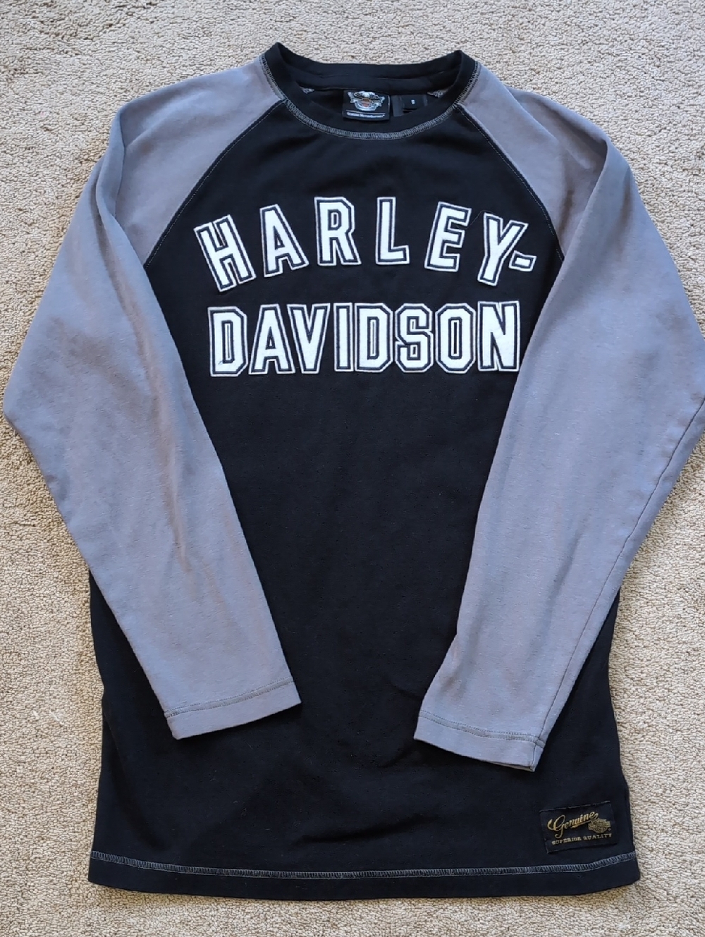 Harley-Davidson Black and Gray Raglan Crewneck Long Sleeve